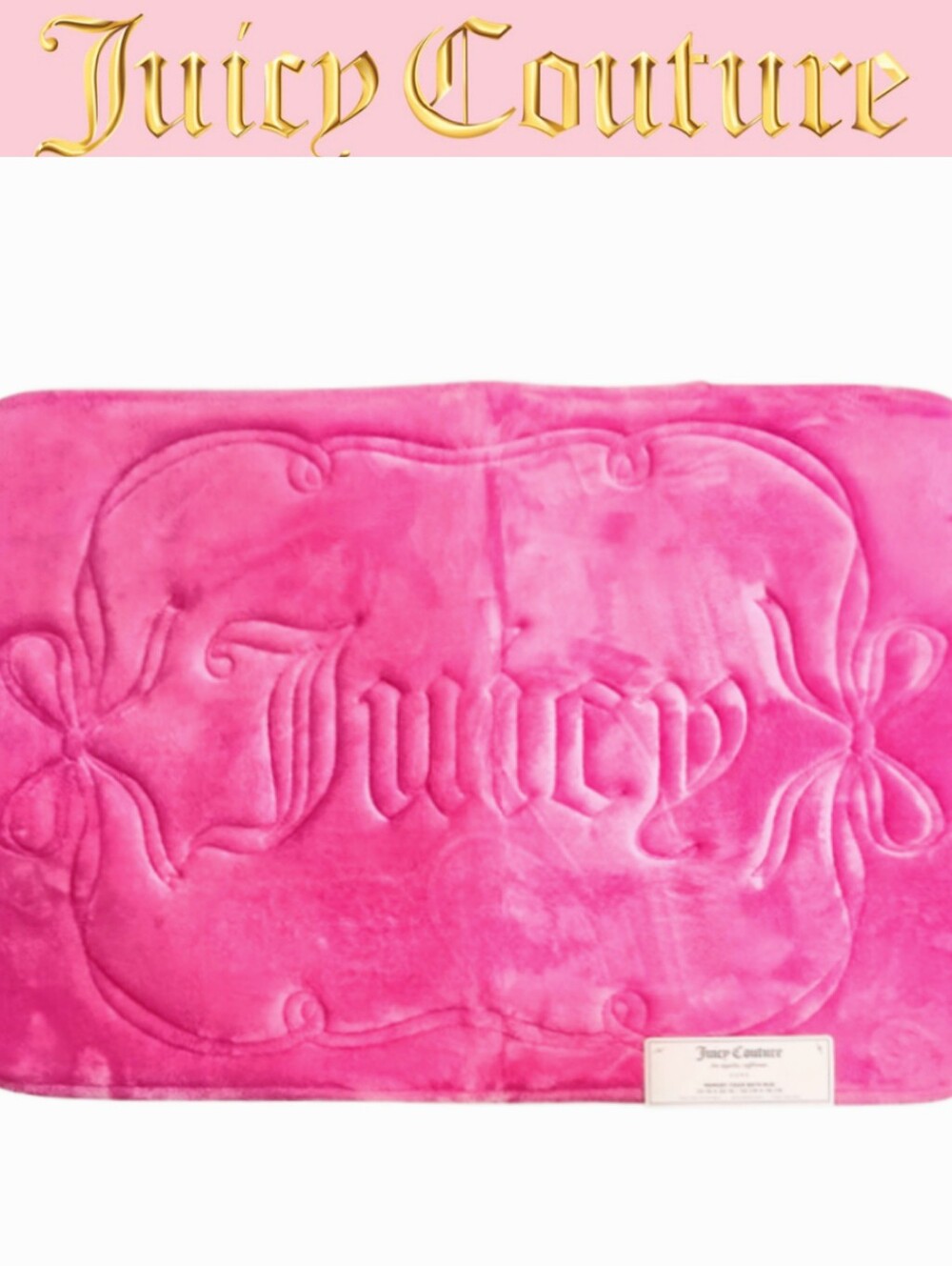 Juicy Couture Home Bow Wrapped Logo Quilted Memory Foam Bath Rug